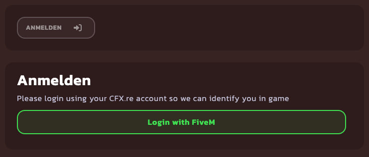 Melde dich mit deinem
FiveM-Konto an (Cfx.re)