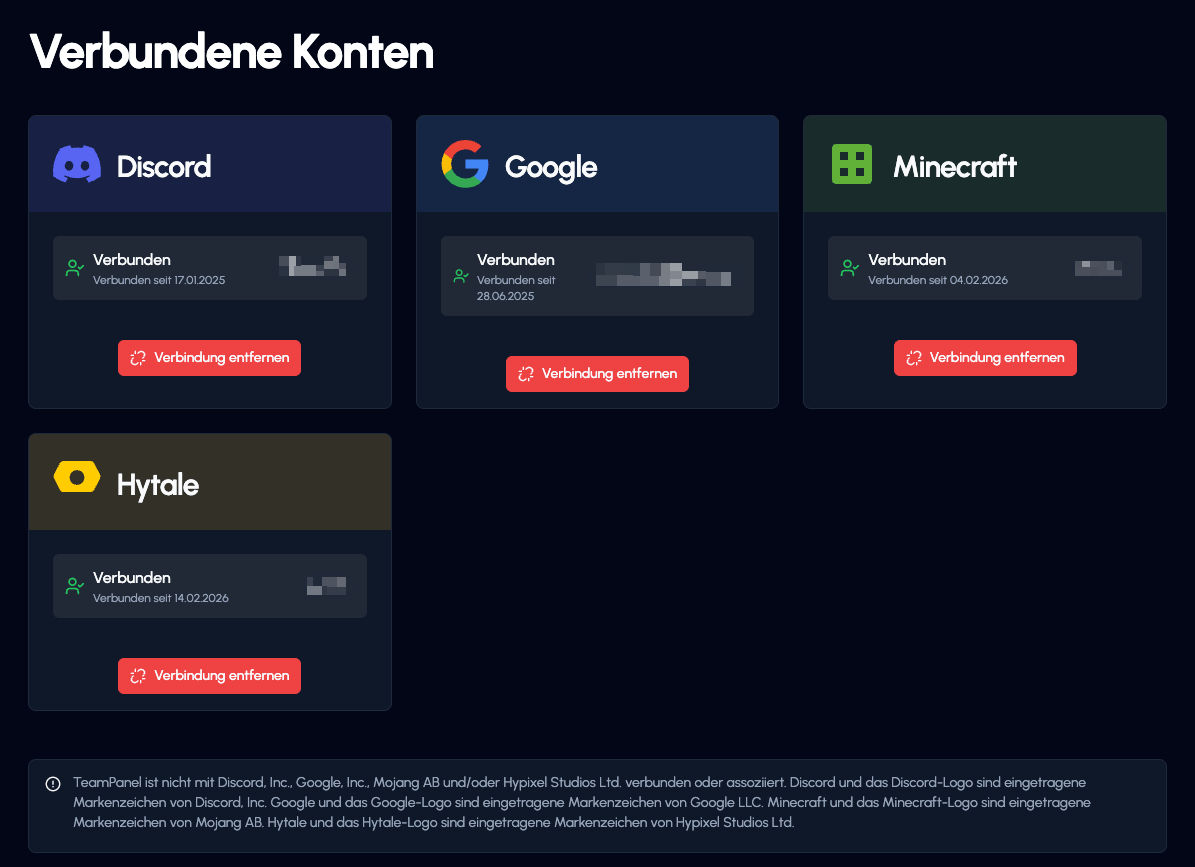 Übersicht der verbundenen Konten