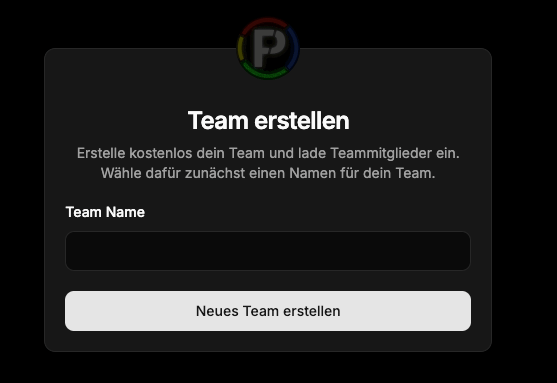 Team erstellen - Name festlegen